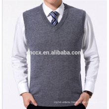 PK18ST046 plain knitted grey V neck sweater vest for men